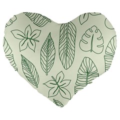 Banana Leaves Draw  Large 19  Premium Flano Heart Shape Cushions by ConteMonfrey