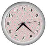 Pink Spring Blossom Wall Clock (Silver) Front