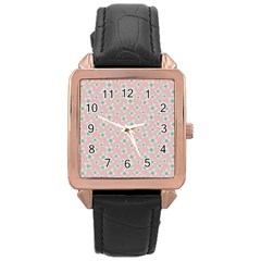 Pink Spring Blossom Rose Gold Leather Watch  by ConteMonfrey