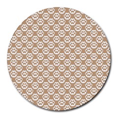 Brown Little Paws - Cute Cat Lover  Round Mousepads by ConteMonfrey