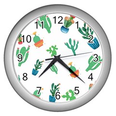 Among Succulents And Cactus  Wall Clock (silver) by ConteMonfrey