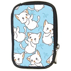 Seamless-little-cat-dragonfly-pattern Compact Camera Leather Case