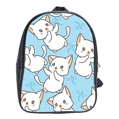 Seamless-little-cat-dragonfly-pattern School Bag (xl)