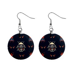 Floral-bugs-seamless-pattern Mini Button Earrings