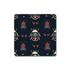 Floral-bugs-seamless-pattern Square Magnet