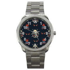 Floral-bugs-seamless-pattern Sport Metal Watch