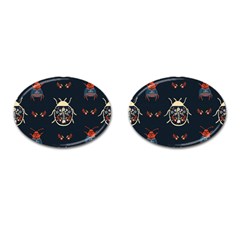 Floral-bugs-seamless-pattern Cufflinks (oval)