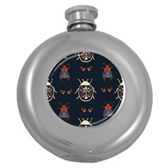 Floral-bugs-seamless-pattern Round Hip Flask (5 Oz)