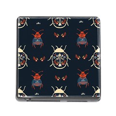 Floral-bugs-seamless-pattern Memory Card Reader (square 5 Slot)