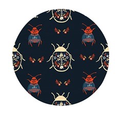 Floral-bugs-seamless-pattern Mini Round Pill Box