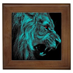 Angry Male Lion Predator Carnivore Framed Tile