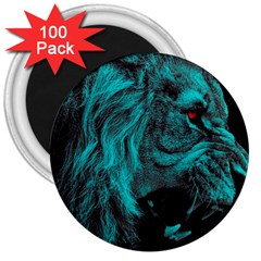 Angry Male Lion Predator Carnivore 3  Magnets (100 Pack) by Jancukart