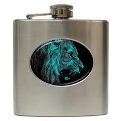 Angry Male Lion Predator Carnivore Hip Flask (6 Oz) by Jancukart