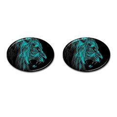 Angry Male Lion Predator Carnivore Cufflinks (oval) by Jancukart