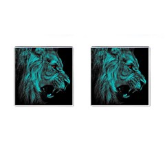 Angry Male Lion Predator Carnivore Cufflinks (square)