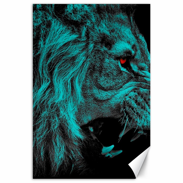 Angry Male Lion Predator Carnivore Canvas 24  x 36 