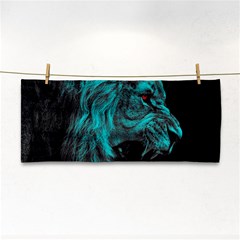 Angry Male Lion Predator Carnivore Hand Towel