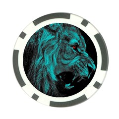 Angry Male Lion Predator Carnivore Poker Chip Card Guard (10 Pack) by Jancukart