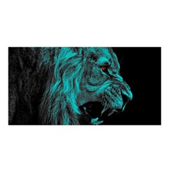 Angry Male Lion Predator Carnivore Satin Shawl 45  X 80  by Jancukart