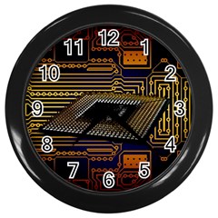 Processor-cpu-board-circuits Wall Clock (black)