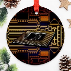 Processor-cpu-board-circuits Round Ornament (two Sides)