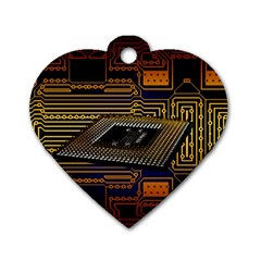 Processor-cpu-board-circuits Dog Tag Heart (one Side)