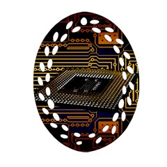 Processor-cpu-board-circuits Ornament (oval Filigree) by Jancukart