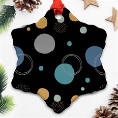 Circle Pattern Abstract Polka Dot Snowflake Ornament (two Sides)