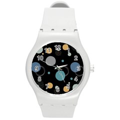 Circle Pattern Abstract Polka Dot Round Plastic Sport Watch (m) by danenraven