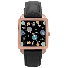 Circle Pattern Abstract Polka Dot Rose Gold Leather Watch  by danenraven