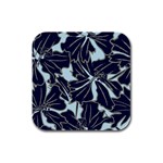 Floral Print Art Pattern Design Rubber Square Coaster (4 pack) Front