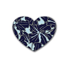 Floral Print Art Pattern Design Rubber Heart Coaster (4 Pack)