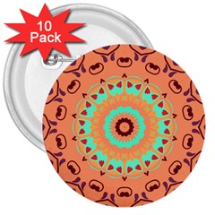 Folk Art Pattern Folk Art Background 3  Buttons (10 Pack) 