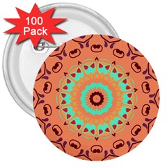 Folk Art Pattern Folk Art Background 3  Buttons (100 Pack)  by danenraven