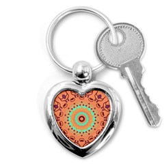 Folk Art Pattern Folk Art Background Key Chain (heart) by danenraven