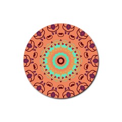 Folk Art Pattern Folk Art Background Rubber Round Coaster (4 Pack) by danenraven