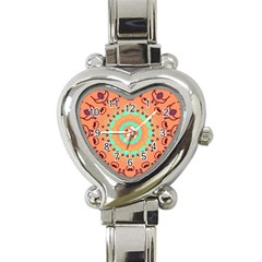 Folk Art Pattern Folk Art Background Heart Italian Charm Watch by danenraven