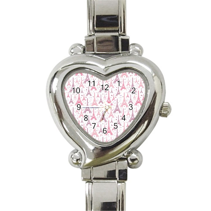 Eiffel Tower Pattern Wallpaper Heart Italian Charm Watch