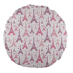 Eiffel Tower Pattern Wallpaper Large 18  Premium Round Cushions by danenraven