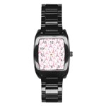 Eiffel Tower Pattern Wallpaper Stainless Steel Barrel Watch Front