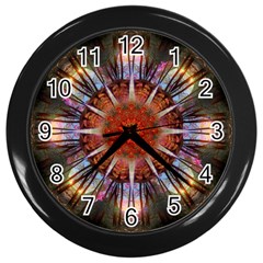 Mandala Trees Flower Psychedelic Wall Clock (black) by danenraven