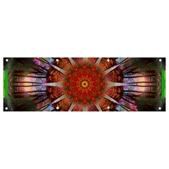 Mandala Trees Flower Psychedelic Banner And Sign 9  X 3  by danenraven