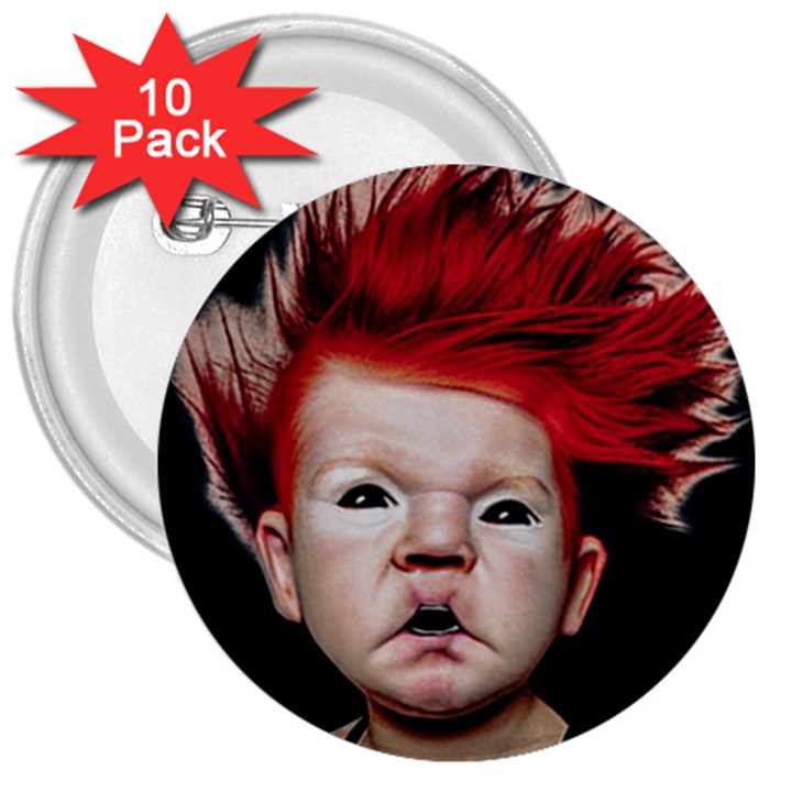 Creepy Boy Portrait Art 3  Buttons (10 pack) 