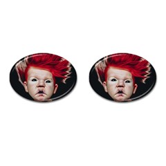 Creepy Boy Portrait Art Cufflinks (oval) by dflcprintsclothing