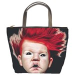 Creepy Boy Portrait Art Bucket Bag Front