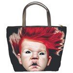 Creepy Boy Portrait Art Bucket Bag Back