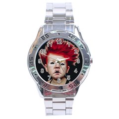 Creepy Boy Portrait Art Stainless Steel Analogue Watch by dflcprintsclothing