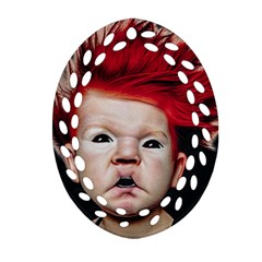 Creepy Boy Portrait Art Ornament (oval Filigree) by dflcprintsclothing