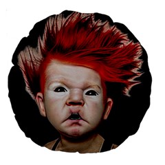 Creepy Boy Portrait Art Large 18  Premium Round Cushions by dflcprintsclothing