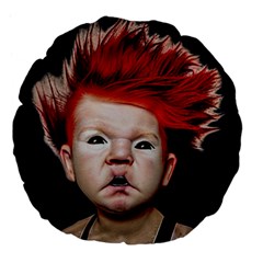 Creepy Boy Portrait Art Large 18  Premium Flano Round Cushions by dflcprintsclothing